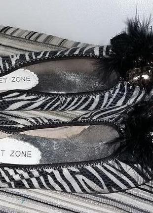 Кожаные балетки secret zone раскраски зебра, эксклюзив. размер указан 37, подойдут также на 37,5.2 фото