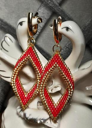 Сережки з японського бісеру miyuki delica ручної роботи handmade