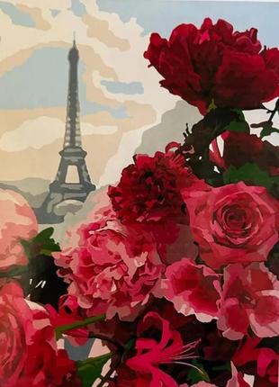 Набір алмазної мозаїки "париж та троянди" розмір 30*40 см