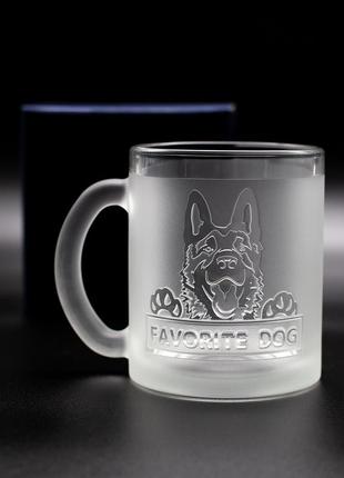 Подарочная чашка 320 мл с гравировкой для любителей собак овчарка