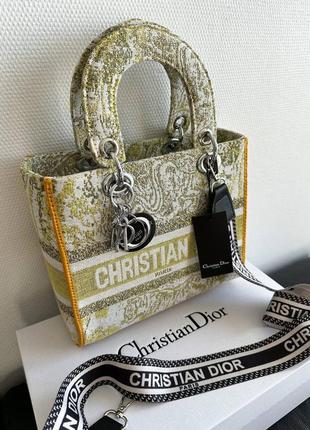Женская сумка cristian dior lady диор текстильная в расцветках, кросс боди, сумки кожа, брендовые сумки3 фото
