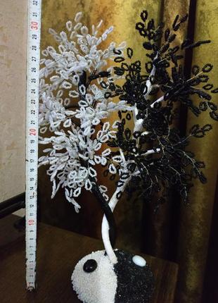 Інь ян дерево з бісеру.ручна робота2 фото