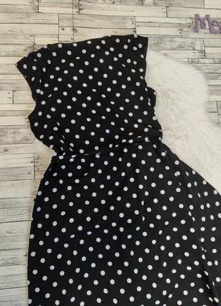 Довга жіноча сукня на запах чорна в горох  розмір 44 s4 фото