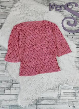 Женская вязаная блуза розовая рукав три четверти размер 42 xs1 фото