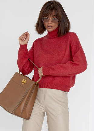 Мистецтво затишного стилю: червоний жіночий в'язаний светр гольф