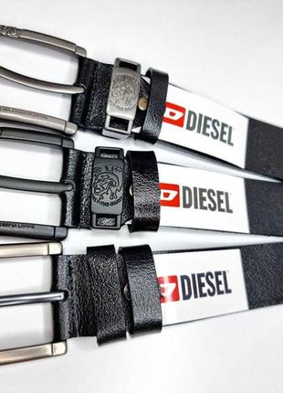 Кожаный ремень diesel дизель 4 см, ремни с логотипом, брендовые ремни, ремень мужской2 фото