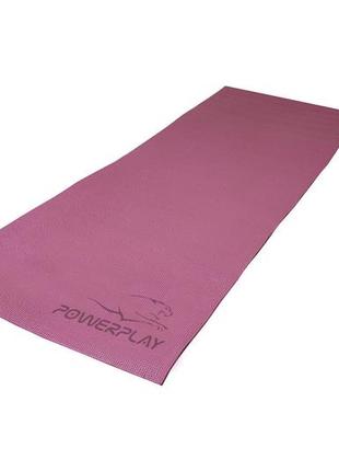 Килимок тренувальний для йоги та фітнесу powerplay 4010 pvc yoga mat рожевий (173x61x0.6) gl-553 фото