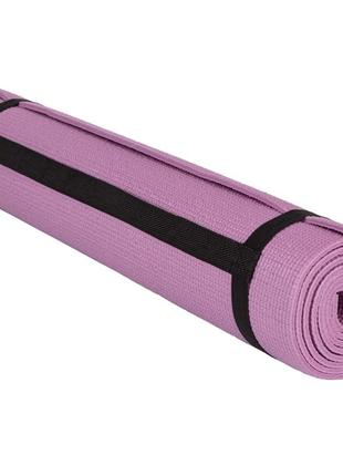 Килимок тренувальний для йоги та фітнесу powerplay 4010 pvc yoga mat рожевий (173x61x0.6) gl-555 фото