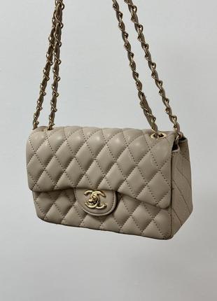 Стильна жіноча сумка chanel 1.55 beige/gold 21 х 14 х 7 см