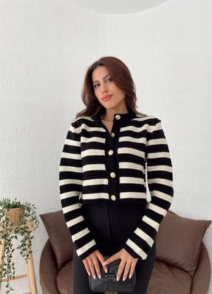 Кардиган білий  у чорну смужку