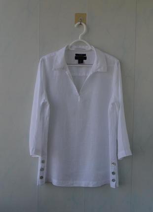 Льняная туника, удлиненная блуза  tahari, лен.