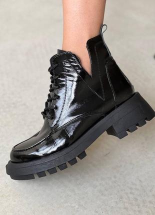 Натуральные кожаные женские черные сапоги ботинки ботинки \ осенняя и зимняя обувь4 фото