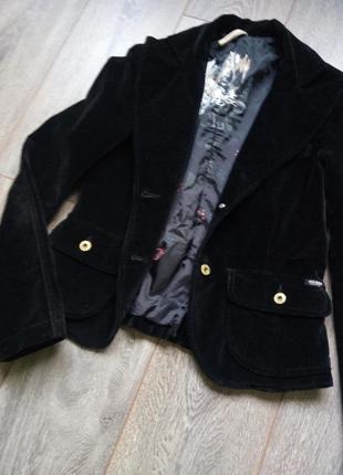 Чорний оксамитовий велюровий піджак, жакет блайзер guess2 фото