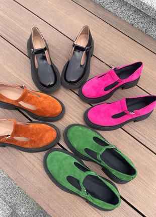 Много цветов! натуральные замшевые женские туфли лоферы / осенняя и весенняя обувь4 фото