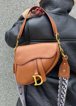 Сумка в стиле christian dior saddle brown premium4 фото