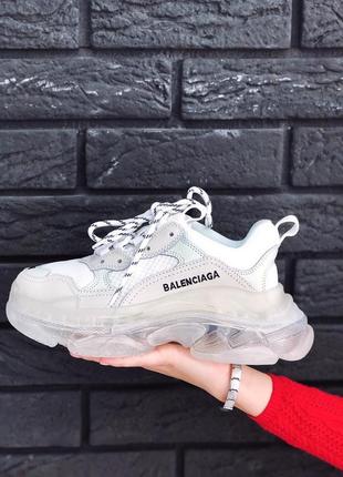 Шикарні жіночі кросівки balenciaga triple s clear sole white /весна/літо/осінь😍