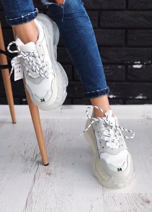 Шикарные женские кроссовки balenciaga triple s clear sole white /весна/лето/осень😍3 фото