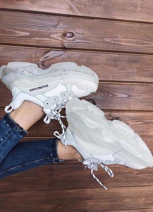 Шикарные женские кроссовки balenciaga triple s clear sole white /весна/лето/осень😍4 фото