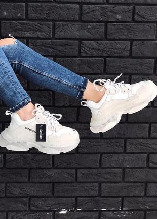 Шикарные женские кроссовки balenciaga triple s clear sole white /весна/лето/осень😍5 фото