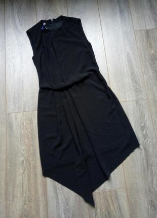 Imperial итальянское черное платье сарафан ассиметрия складки драпировка бахрома