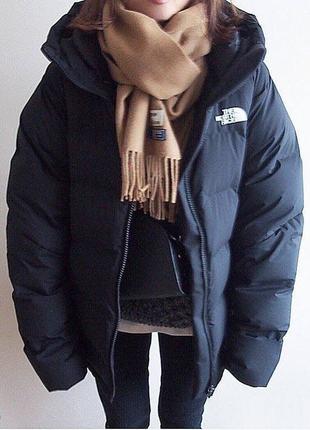 Теплая куртка зе норс фейс с капюшоном из матовой плащевки на силиконе с подкладкой зимняя2 фото