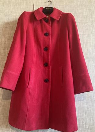 Красное шерстяное пальто миди1 фото