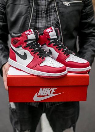 Женские кроссовки nike air jordan 1 white red 37-41