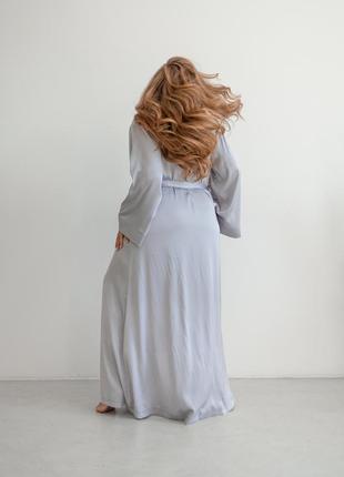 30085 anetta серый длинный шелковый халат для женщин9 фото