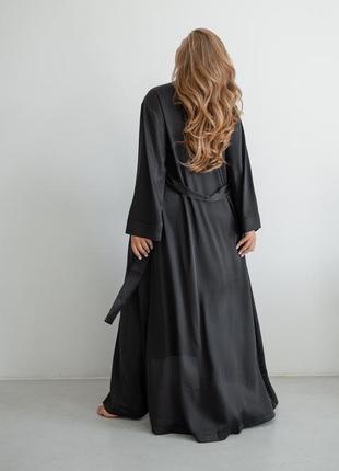 30081 anetta чорний довгий шовковий халат для жінок5 фото