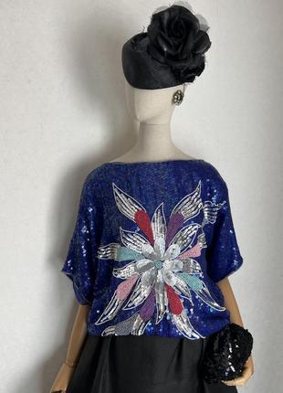 Винтаж, шовк100%,блуза с вышивкой,пайетки,бисер,индия