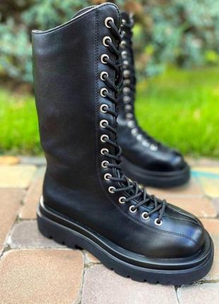 Високі черевики берці чоботи із стильною шнуровкою