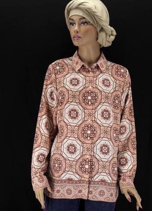 Брендовая блузка, рубашка marks & spencer с принтом. размер uk14/eur42.4 фото