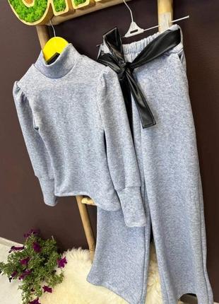 Ангоровий теплий костюм для дівчинки — кофта та палацо