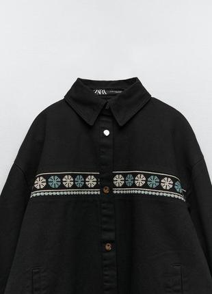 Оверсайз джинсова куртка, сорочка з вишивкою zara, колекція 2023 року, розмір s(m)6 фото