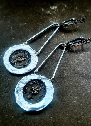Дизайнерские серебряные 925 оригинальные эксклюзивные серьги в стиле бохо винтаж5 фото