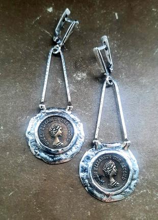 Дизайнерские серебряные 925 оригинальные эксклюзивные серьги в стиле бохо винтаж2 фото
