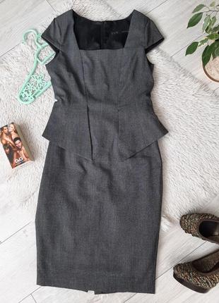 Женское офисное платье / платье миди с баской zara