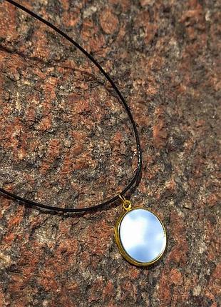 Кулон дзеркало лаконічність. біжутерія. колір золото