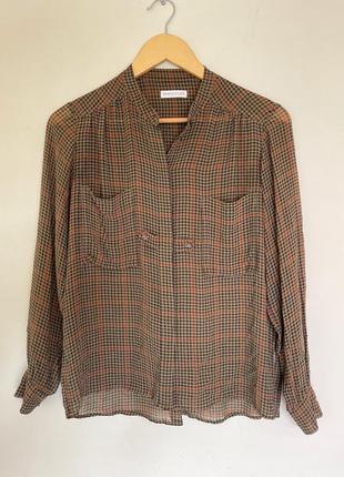 Шовкова блузка сорочка в клітинку  whistles р. 38 в стилі burberry блуза преміум1 фото
