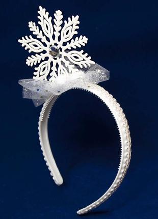 Аксесуар новорічний обруч сніжинка біла + подарунок2 фото