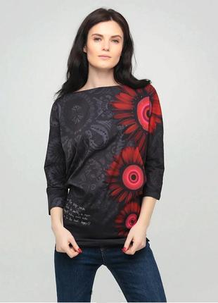 Туника desigual цветочная чёрная кэжуал вискоза /4451/