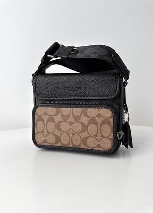 Мужская брендовая кожаная сумочка coach sullivan flap crossbody сумка кроссбоди оригинал коач коуч на подарок мужу парню2 фото