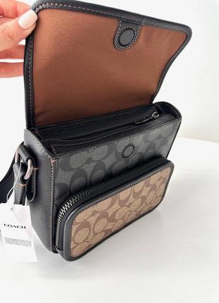 Чоловіча брендова шкіряна сумка coach sullivan flap crossbody оригінал сумочка кросбоді коач коуч на подарунок хлопцю чоловіку10 фото