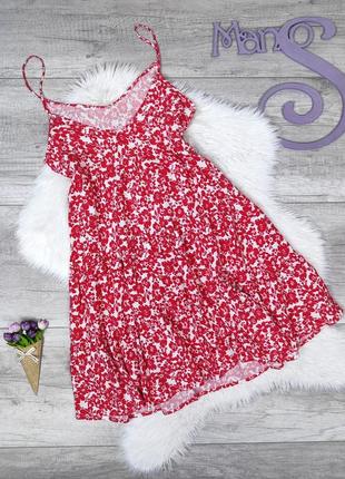 Женский сарафан красный с цветочным принтом размер 44 s