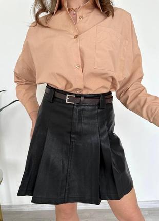 Модная кожаная юбка с ремнем в комплекте2 фото