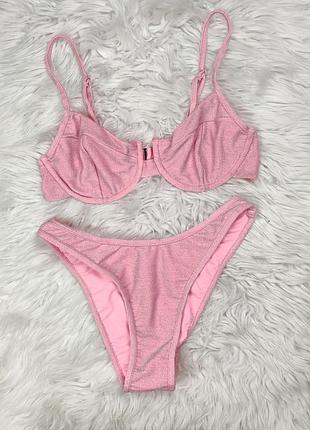 Купальник раздельный блестящий барби for love & lemons3 фото