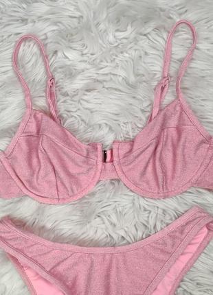 Купальник раздельный блестящий барби for love & lemons4 фото