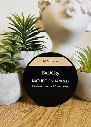 Оригінал isadora nature enhanced flawless compact foundation кремова тональна основа для обличчя 80 porcelain оригинал тональный крем