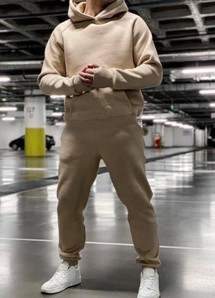 На флісі базовий теплий спортивний надпис костюм штани на манжеті довга кофта з капюшоном худі толстовка джогери вільний оверсайз4 фото