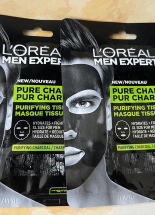 Тканевая маска для кожи лица l'oreal paris men expert pure charcoal4 фото